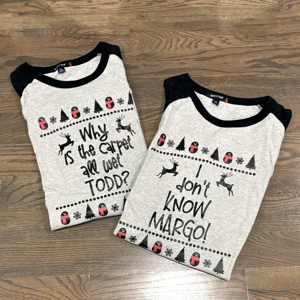 Christmas baseball tee; runs small fits like a 2XL